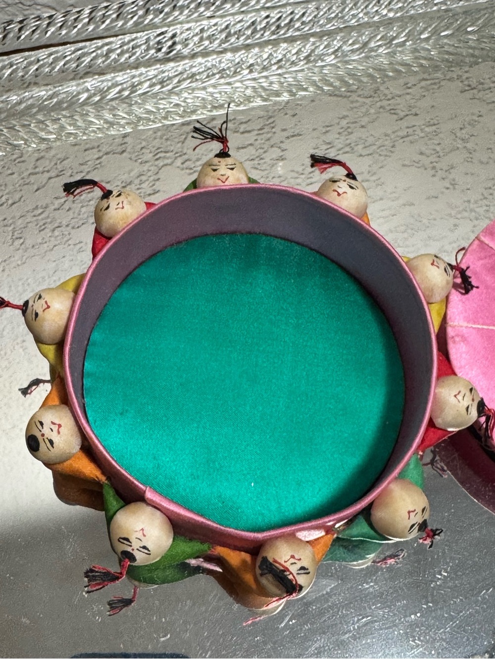 Vintage Silk Chinese Dolls Trinket Jewelry Box w/Lid - Picture 7 of 14